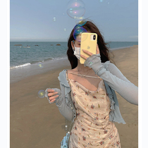 Superfairy sweet and beautiful little fresher 2021 new tea hysteria first-love harnesses crushed floral dress and two suit summer