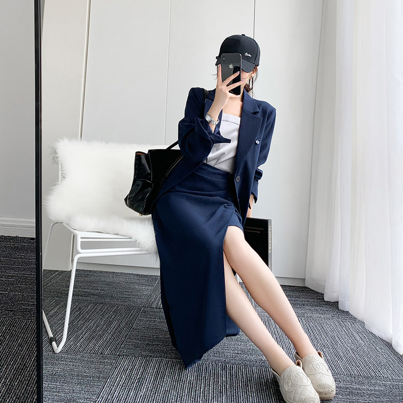 Small fragrant wind net red salt series fried street Aging Casual Fashion Half Body Dress Professional Suit Two Style Suit Women Fall