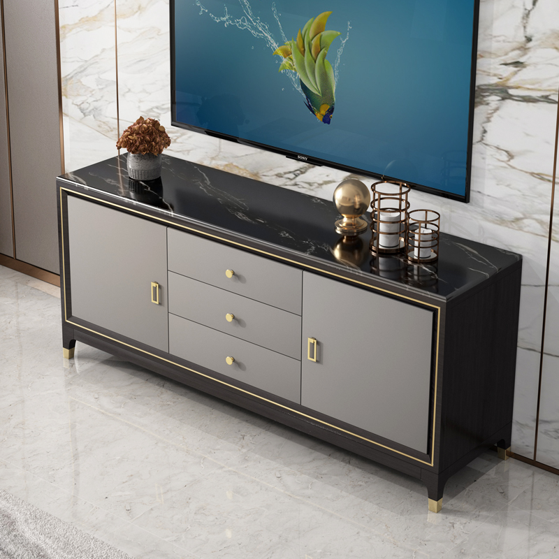 New Chinese Bedroom TV Cabinet Room High Style Main Sleeper Solid Wood Marble Rear Modern High-end Living Room American Light Luxury