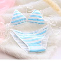 Blue White Striped Underwear Secondary Meta Day Ensemble Blue White Striped Bikini Suit Lace Strap Blue White Fat Inner Sub