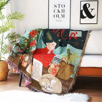 Nordic New Color Christmas Sofa Cover Tapestry Decorative Blanket Festive Atmosphere Thickened Background Blanket Gift