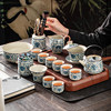 Ru Kiln Blue and White Kung Fu Tea Set Ceramic Teapot with Lid, Floating Lid Bowl, Tea Cup, Tea Tray, Light Luxury High-End Household Use