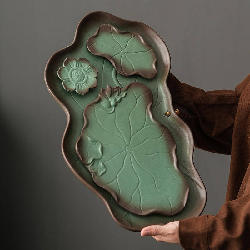 Tea Tray for Home Use, New Small Dry Brewing Platform, Japanese-Style Tea Table, Vintage Tea Set with Drainage and Storage, Kung Fu Tea Tray