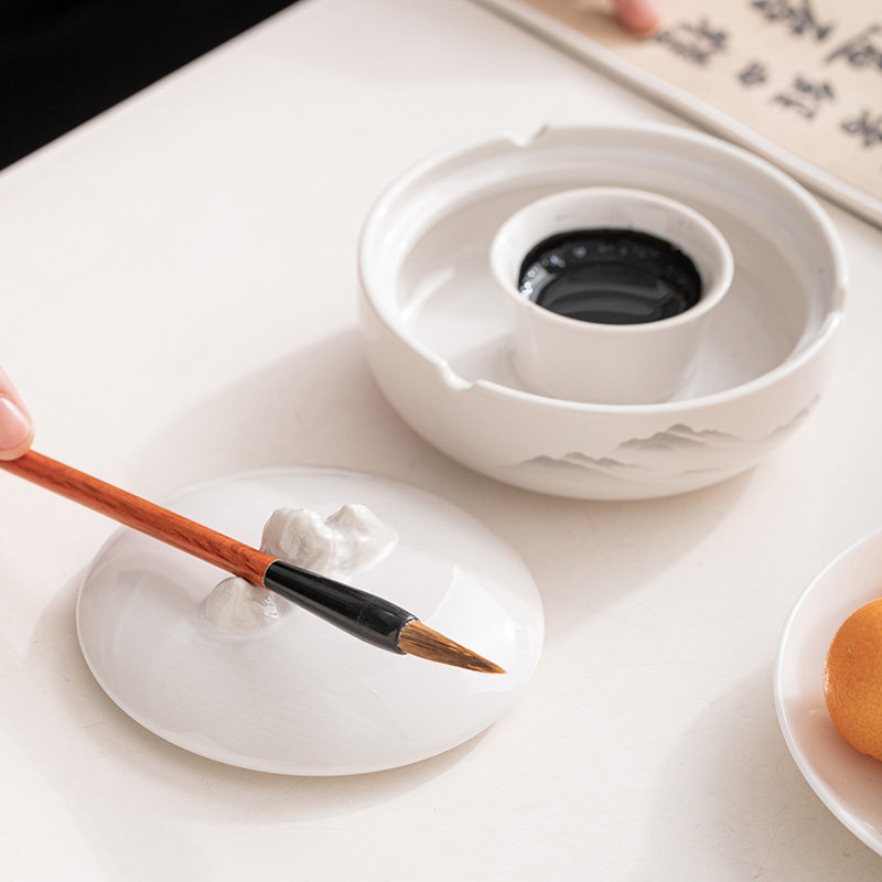 Hao Yao Hot Pot Inkstone Non-Drying Ink Pool Special Ink for Beginners' Brush Calligraphy Moisturizing Pen Washer with Lid Ink Box Inkstone