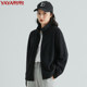 Duck Duck 2023 Fleece Jacket Women's Spring and Autumn New Fleece Versatile Sports Black Top Fleece Cardigan