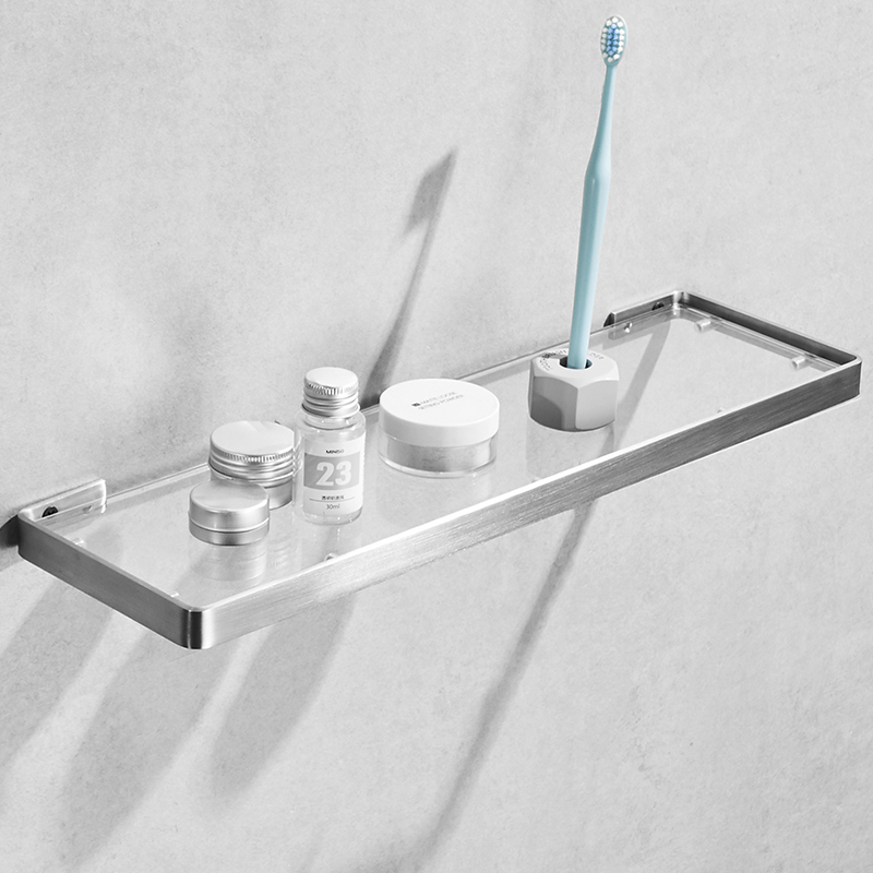 Bathroom sink storage cosmetic rack 304 stainless steel glass shelf wall hanging bathroom bathroom pendant