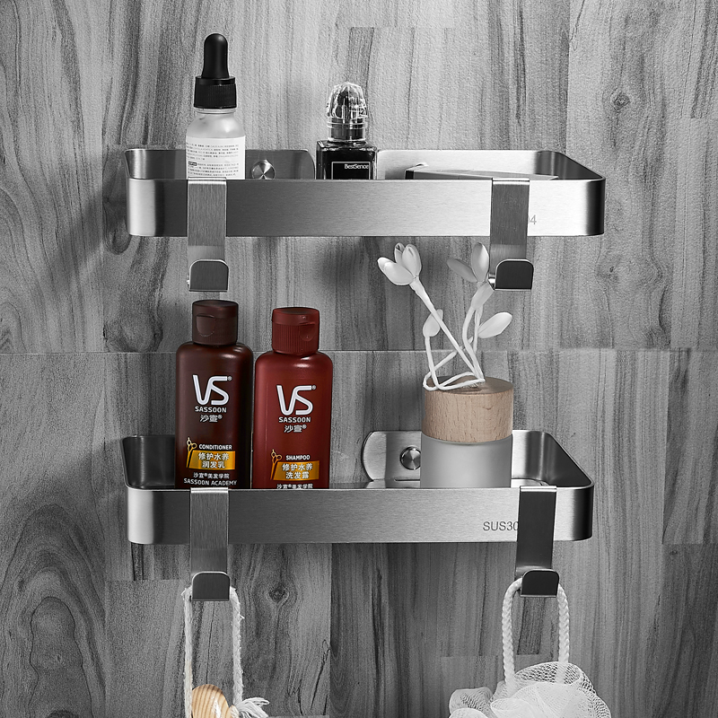 Toilet 304 stainless steel shelf Bathroom Shower Wall mounted wash table mirror to hold frame free from punch