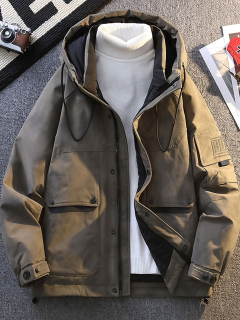 American style workwear down jacket for men and teenagers winter new outdoor hooded cold-proof clothing for boys 90 velvet warm bread jacket