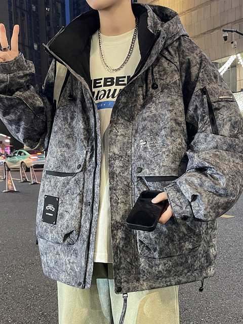 Down jacket male teenagers winter 2025 new high-end workwear jacket male students hooded warm and cold-proof clothing