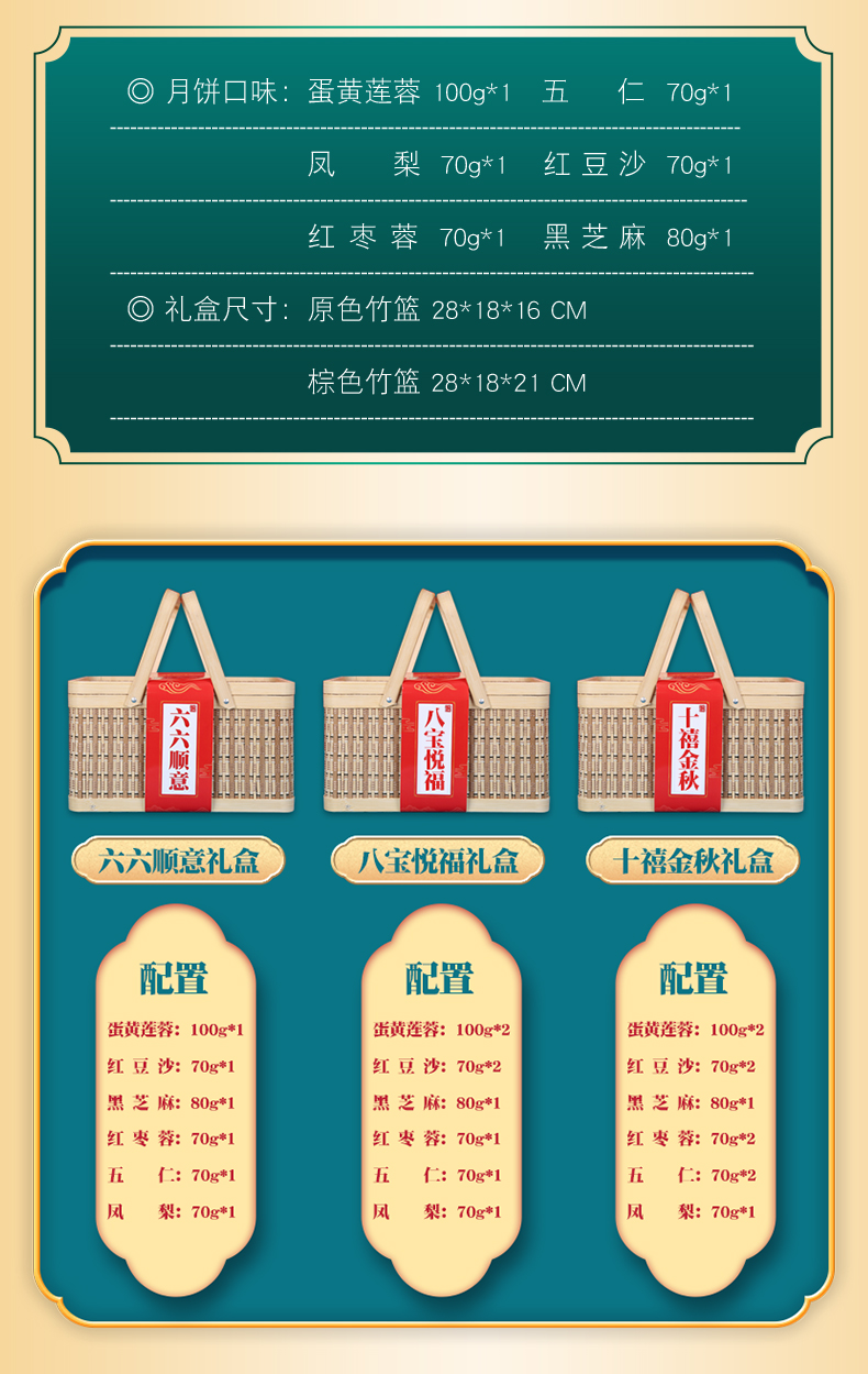 诺天府 六六顺意月饼礼盒 6味6饼共460g 图4