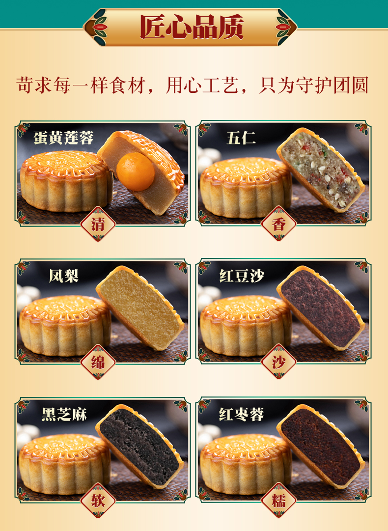 诺天府 六六顺意月饼礼盒 6味6饼共460g 图7