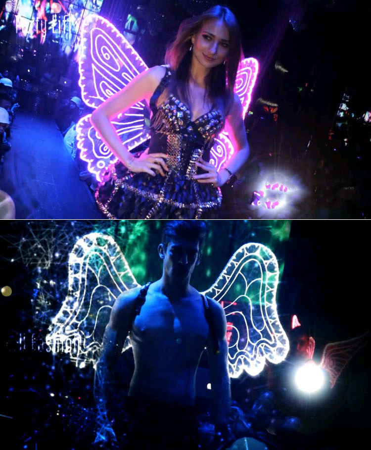 LED colorful luminous wings angel catwalk red purple butterfly wings stage performance props nightclub bar