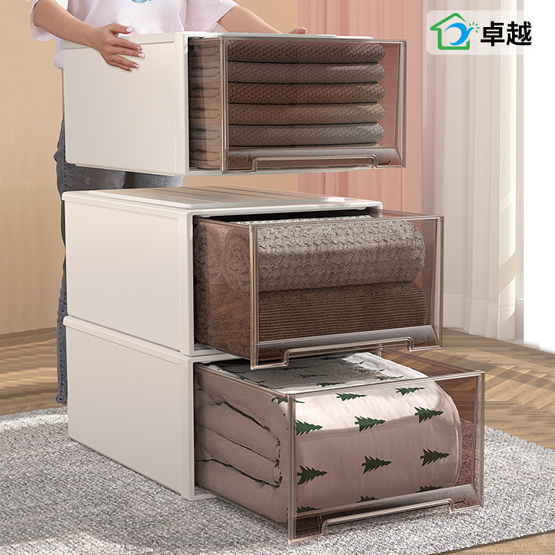 Excellent container box drawer collection box household wardrobe clothes cleaning box transparent bed-bottom container box