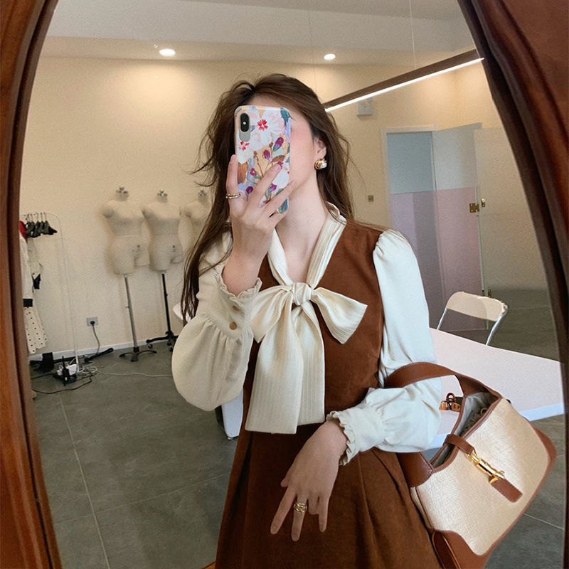2022 new French style tea hysteria women's dress cd Long dress Fried Street Accessories in a big coat and set up for the autumn and winter