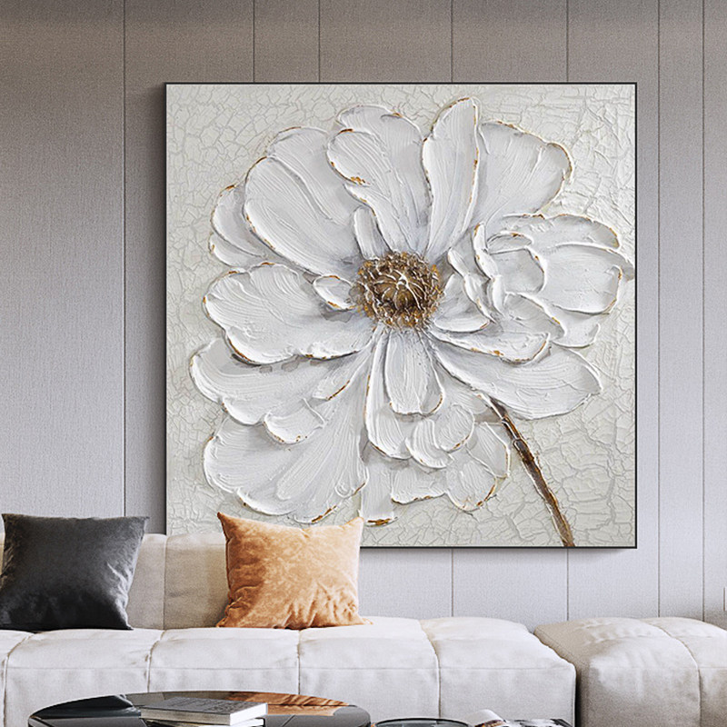 Pure hand-painted abstract oil painting modern flower mural porch corridor hanging painting dining room living room background wall decoration painting
