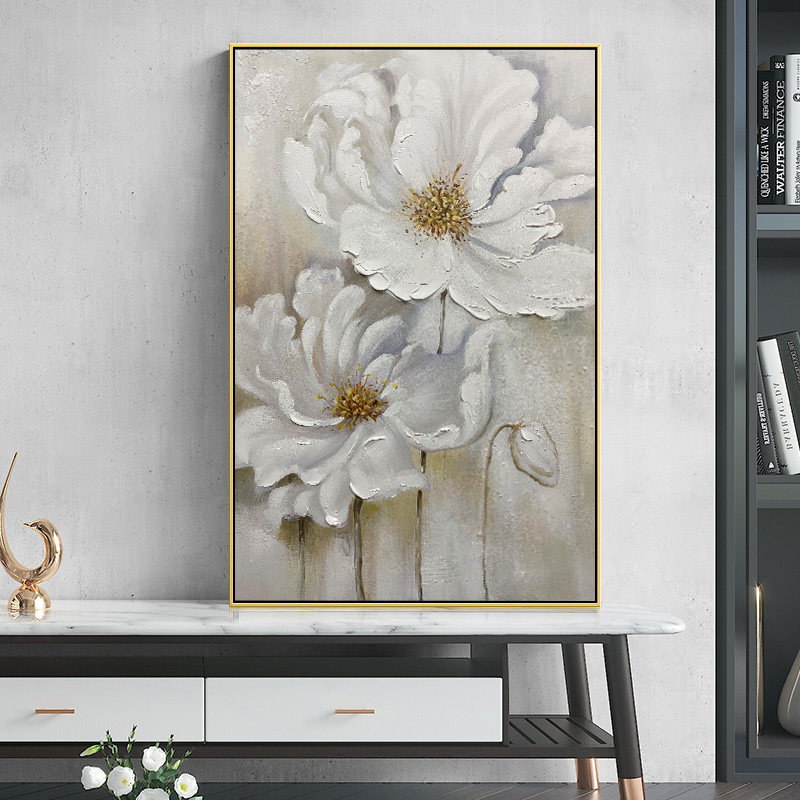 Modern minimalist entry porch magnolia flower decorative painting aisle corridor vertical hanging painting dining room small fresh wall painting