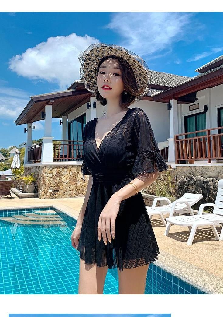 Áo tắm nữ một mảnh chống nắng cho phụ nữ trung niên kiểu Nhật che bụng giảm béo bên bờ biển hỗ trợ thép vi chất béo thép hỗ trợ 2020 - Bộ đồ bơi One Piece