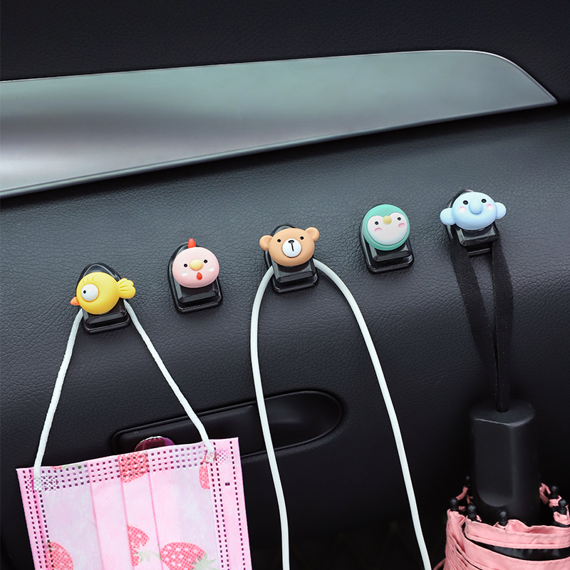 Car interior small hook in front row in front row in front row with decorative supplies large full adhesive cartoon seat back-in-car hook