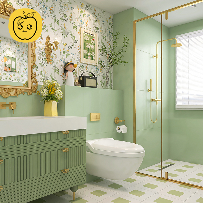 Apple Elf 300X600 Avocado Green Full Ceramic Soft Light Tiles Bathroom Tiles Kitchen Bathroom Wall Tiles