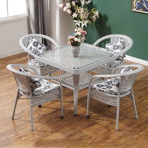 Rattan chair Three sets of balcony tea table and chairs Combined outdoor rattan table and chairs Leisure outdoor Courtyard Tea Table Terrace Table