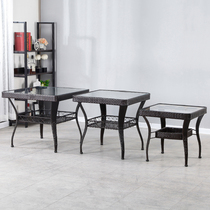 Generous Tea Table Imitation Vine Chair Balcony Table and chairs Three sets Teng Chair Outdoor Patio Casual Table And Chairs Combination