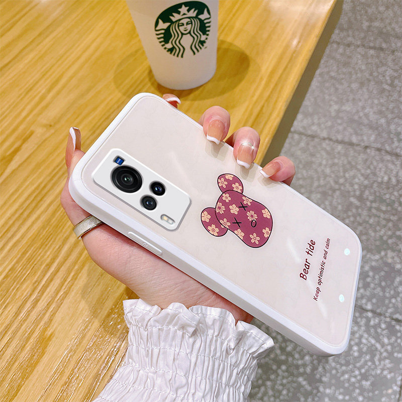 vivox60 Mobile Phone Protection Shell Flat Version x60pro Tide Card Violent Bear x60pro ten Liquid Glass Vovo Protective Sheath vivi60pro Cute Cartoon Full Bag