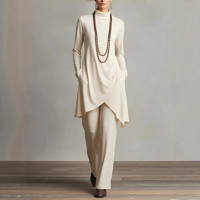 2026 European and American Autumn and Winter New Style T-Shirt and Long Pants Two-Piece Set Amazon Independent Site Long-Sleeve Versatile Outfit