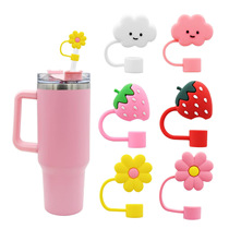 Cross-border straw cap 6-piece set 10mm ice cup dust-proof straw cover Stanley cup leak-proof silicone straw plug
