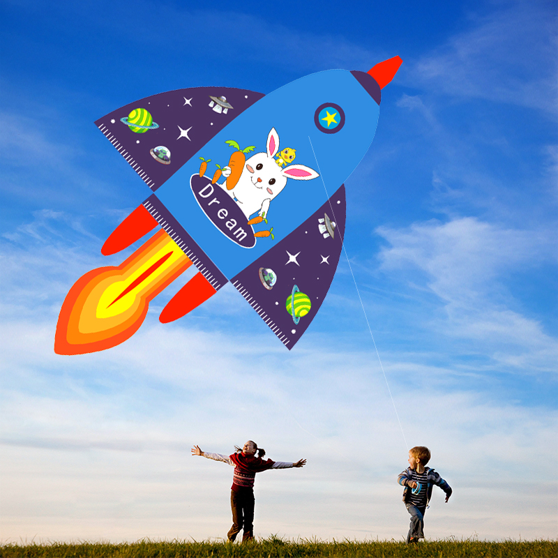 Colorful wings new children's cartoon aircraft small rocket kite novice high-end adult breeze easy to fly anti-wind