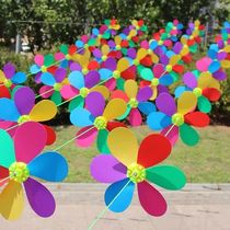 Installation-free windmill kindergarten outdoor sunscreen finished windmill decoration outdoor rotating plastic colorful flower windmill