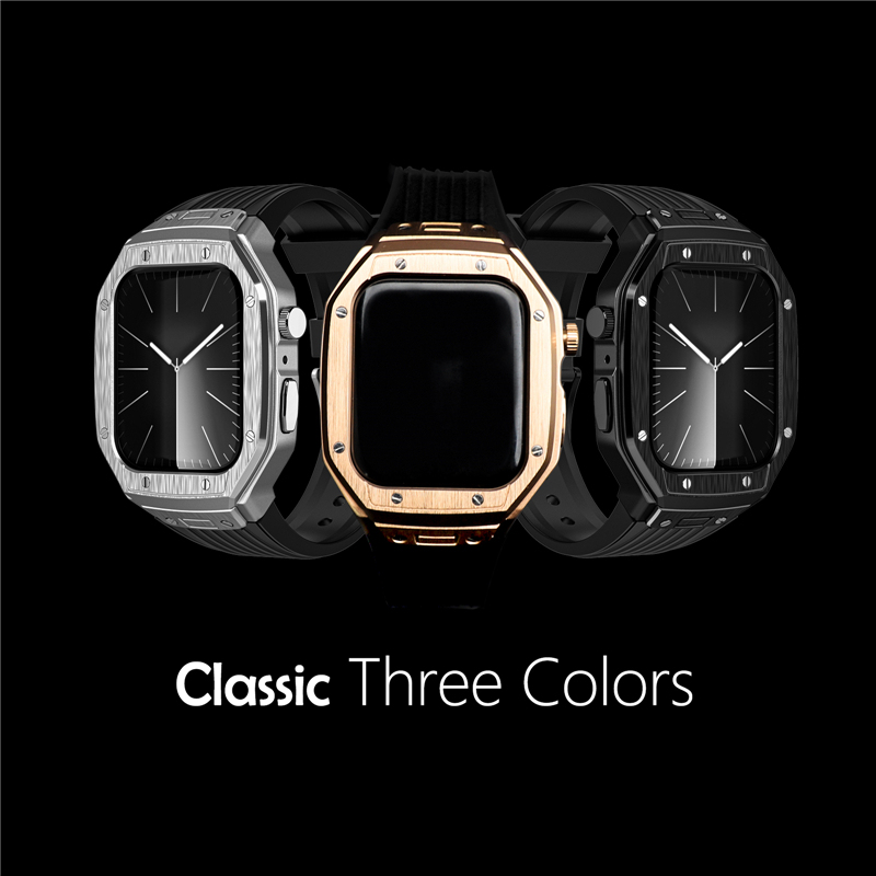 Suitable for Apple Watch with 12-Pin Metal S9 Modification, Apple Watch Oak iWatch 8/7 11Th Generation Stainless Steel Se Front and Rear Protective Case, Metal Integrated Business Men's Trendy 45/46mm Suitable for Apple Watch with 12-Pin Metal S9 Modification, Apple Watch Oak iWatch 8/7 11Th Generation Stainless Steel Se Front and Rear Protective Case, Metal Integrated Business Men's Trendy 45/46mm