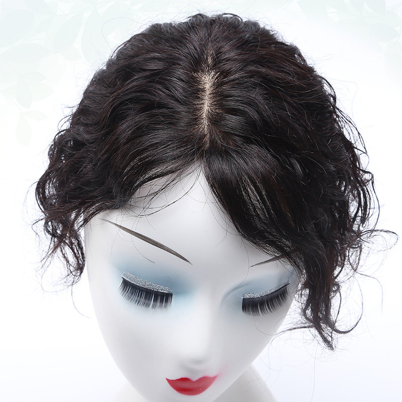 Tops rare patches female curls cover white hair invisible fluffy middle-aged and elderly reissue blocks real hair wig pieces