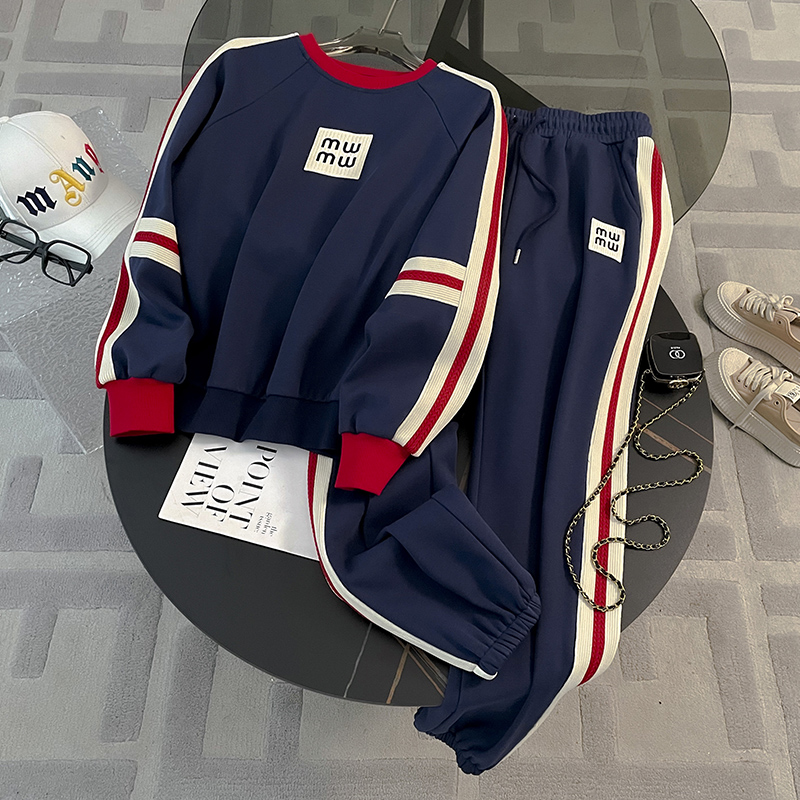 Gushed thickened necropolis suit women's 2023 new winter high-end brands Eurogoods Leisure fashion sports Two sets-Taobao