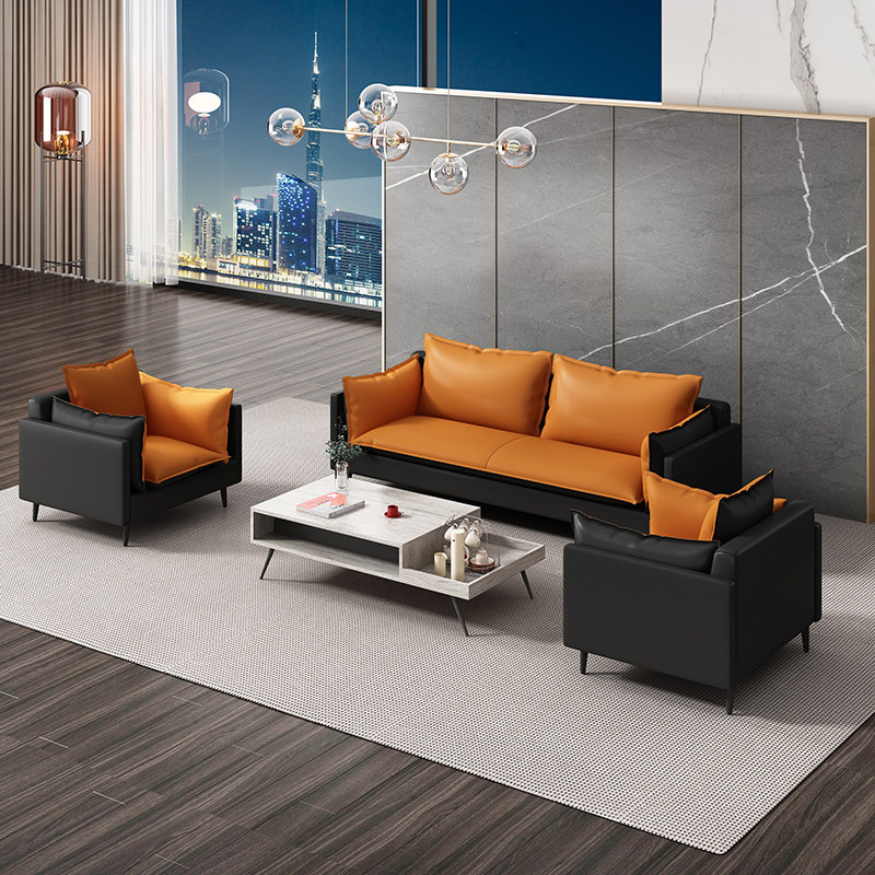 Office sofa simple modern three-seat coffee table combination set for two people simple casual negotiation reception room sofa