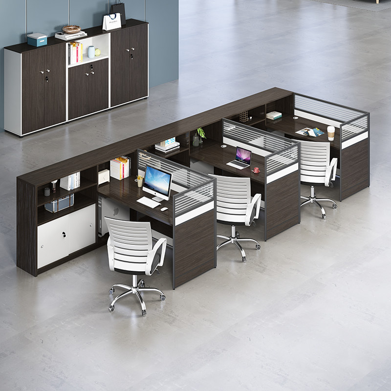 Simple modern desk and chair combination 4 6-person staff desk 2-person card seat screen staff office furniture