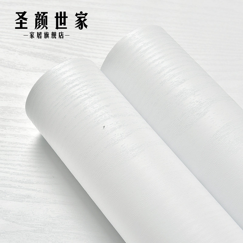 White desktop wallpaper waterproof self-adhesive computer desk dormitory table stickers wood grain wallpaper furniture renovation wardrobe cabinet