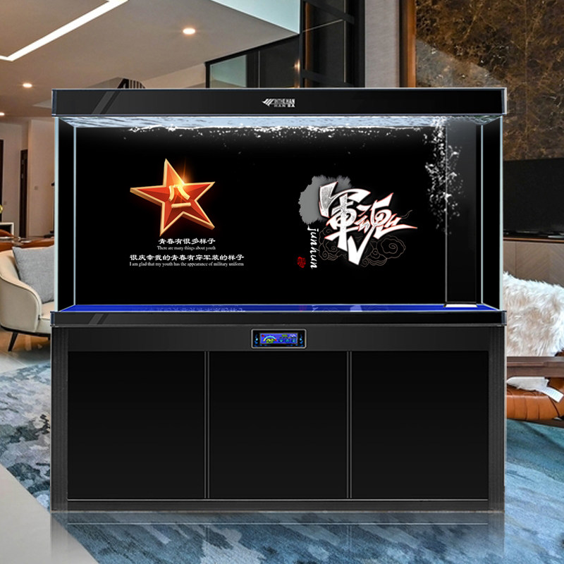 Fish tank hanging painting stickers HD custom army soul wallpaper red dragon tank landscaping decoration picture stickers self-adhesive seamless