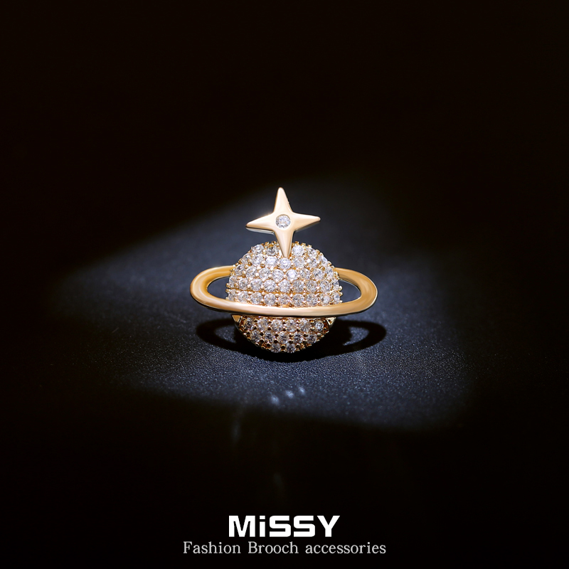 Planet anti-light buckle fashion temperament luxury pin female neckline decoration exquisite buckle pin fixed clothes artifact