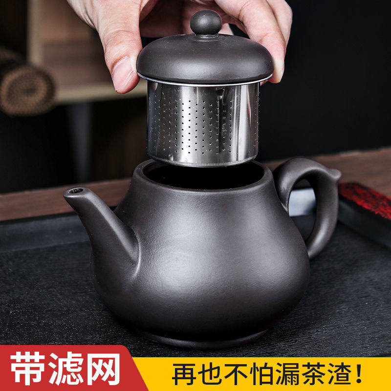 Yixing purple sand pot large-capacity teapot single pot built-in stainless steel filter teapot household kung fu tea set