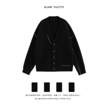 Blank Pallette) Black needle cardigan sweater woman design feeling small early autumn blouses Lazy Wind Superior