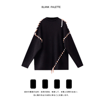 Blank palette) High level sense lacing drawing rope sweater woman design feeling small crowd irregular gentle gentle day series thick