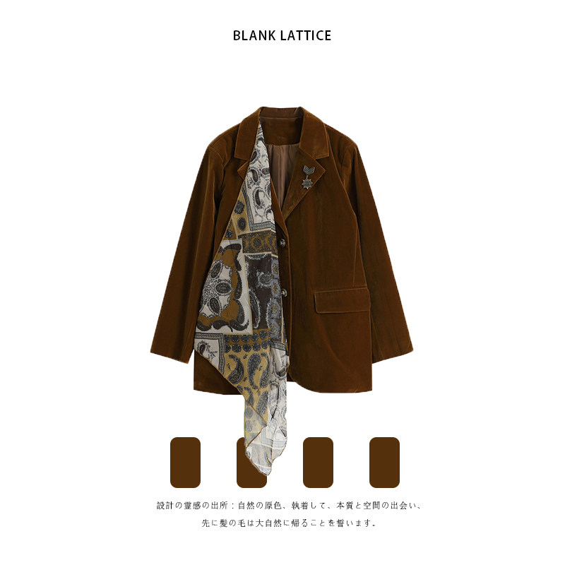 Blank palette) high-end British style retro fried street suit jacket female design sense niche vintage