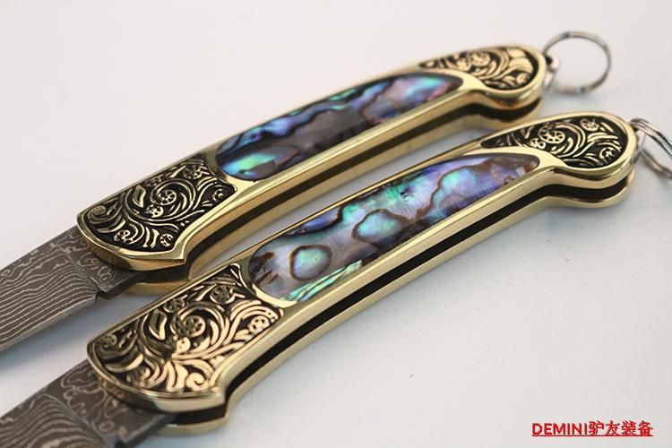 Damascus dao gấp ngoài trời dao thẳng móc chìa khóa dao nhỏ dao gọt trái cây dao nhỏ bỏ túi dao gấp có độ cứng cao - Công cụ Knift / công cụ đa mục đích