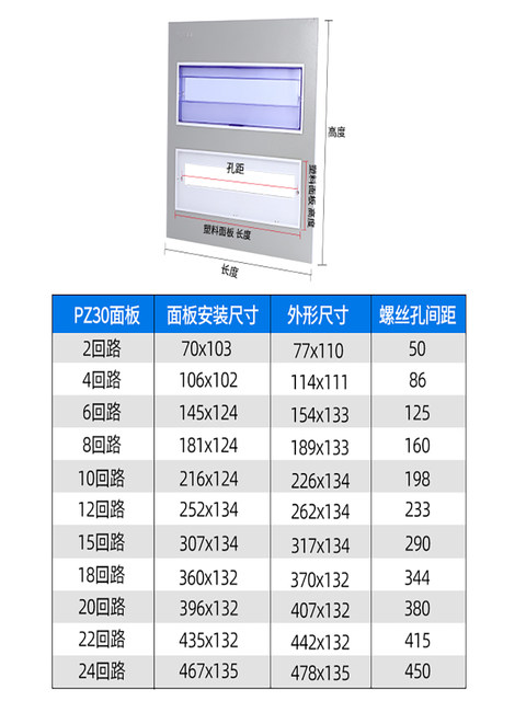 Distribution Box Cover Pz30 Household Empty Switch Box Panel 15 Circuit Meter Box Strong Current Box 18-Position Plastic Cover