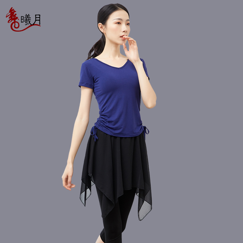 Classical Chinese dance training clothes top women's body training clothes V-neck dancing clothes square dance basic training suit