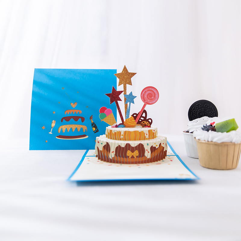 New entry wedding anniversary birthday cake greeting card 3D three-dimensional anniversary creative handmade card gift customization