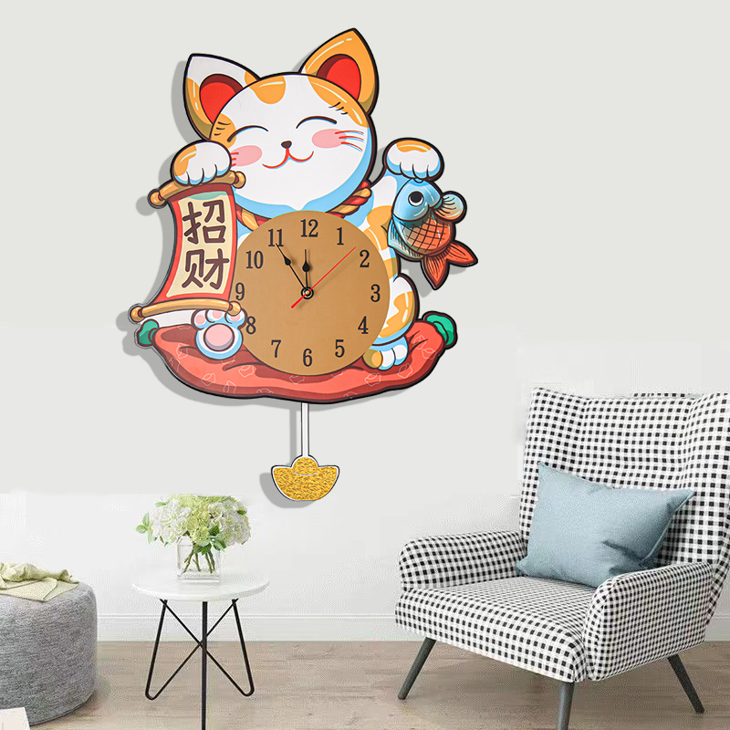 Cool discipline clock hanging clock living room decoration clock home muted quartz clock hanging wall Atmospheric fashion hanging watch Merchants cat-Taobao