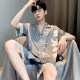 Pyjamas for men summer cool ice silk thin summer silk short-sleeved shorts young students home clothes set