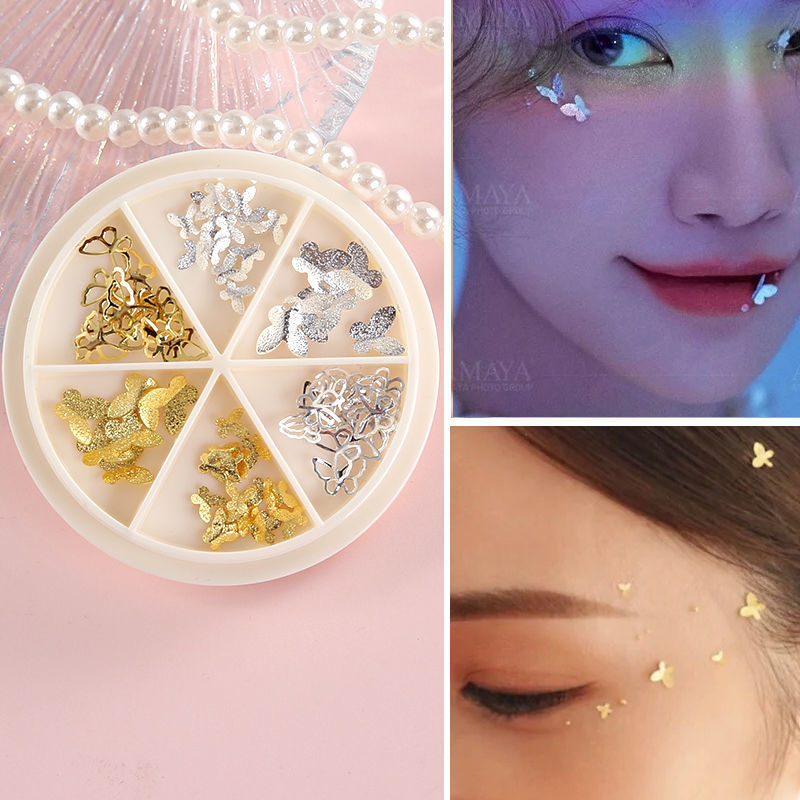 Eye makeup bright diamond in the face post Ornament Eyewear Accessories Pearl Makeup Eyewear with Face Butterfly Photo Woman