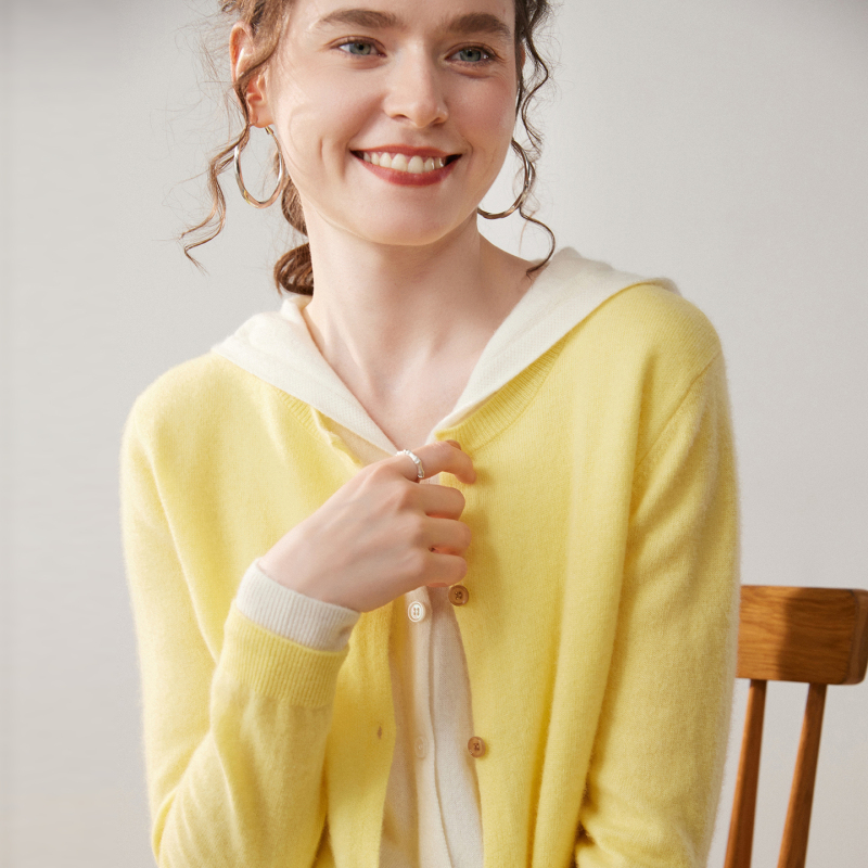 Soft and Skin-Friendly! Faux Two-Piece Hooded Cashmere Sweater for Women, Loose Knit Cardigan, Women's Sweater, Women's Jacket, Women's Top